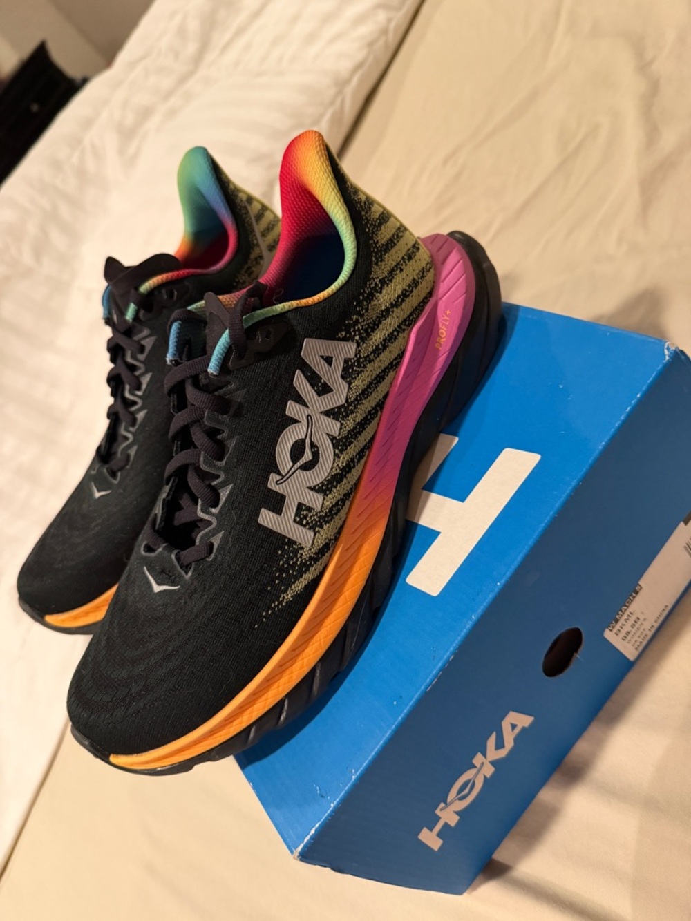 Hoka Black Running Shoe Mach5 Rainbow
